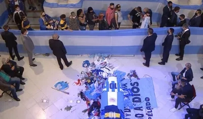 Aquí estaba el féretro de Diego Maradona. 