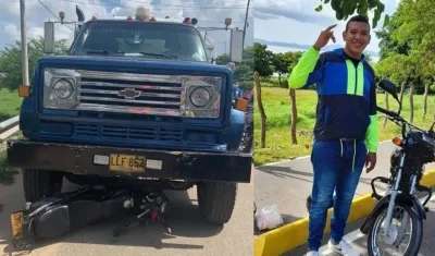 Roberto Carlos De la Cruz Arrieta colisionó con este camión este jueves en Baranoa. 