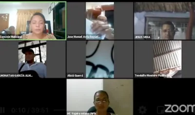 En la foto una sesión del Concejo de Repelón, por Zoom.