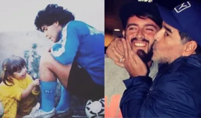 Dama Maradona y Diego Junior con su papá.