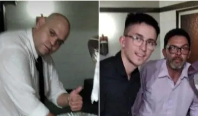 Los tres empleados de la funeraria Pinier. 