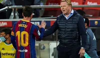 Lionel Messi y Ronald Koeman. 