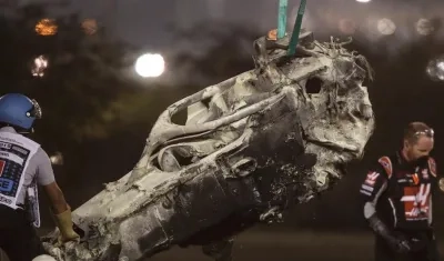 Así quedó el monoplaza tras el incendio. 