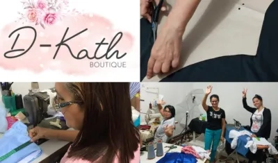 Logo de la boutique y las tres trabajadoras.