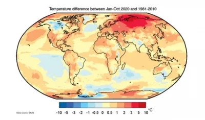 Así se ve la temperatura en el mundo.