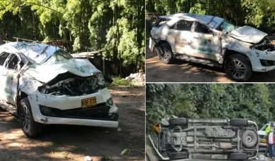 Patrulla accidentada de Migración Colombia.