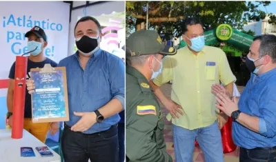 Yesid Turbay, secretario del Interior. En la otra foto Manuel Díaz y el comandante de Policía del Atlántico.