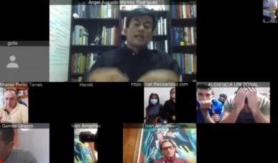 Aspecto de la audiencia virtual realizada este lunes. 