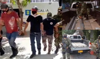 Los capturados y la droga incautada.