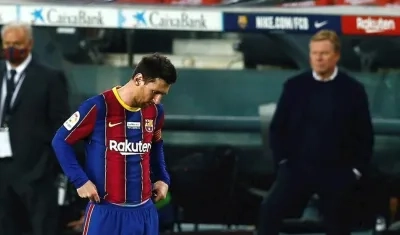 Lionel Messi tras el empate del Valencia. 