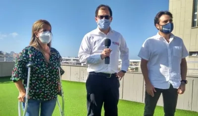 El Fiscal General, Francisco Barbosa, con la Gobernadora Elsa Noguera y el Alcalde Jaime Pumarejo.