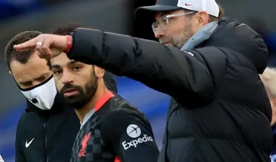 Mohamed Salah y Jürguen Klopp.
