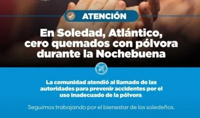 Por el momento Soledad no registra quemados en las celebraciones de diciembre. 