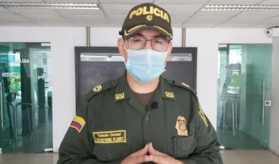 Coronel Oleskyenio Flórez, comandante operativo de la Policía Metropolitana de Barranquilla. 