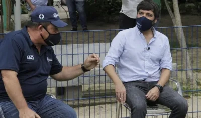 El Alcalde Jaime Pumarejo y el Gerente de la ADI, Alberto Salah.