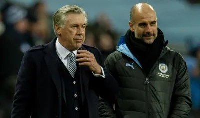 Carlo Ancelotti y Pep Guardiola, técnicos de los equipos.