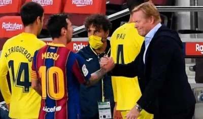 Lionel Messi y Ronald Koeman.