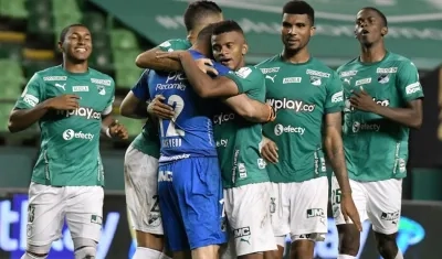 Celebración de los jugadores del Deportivo Cali.