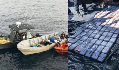 Droga decomisada en el Mar Caribe. 