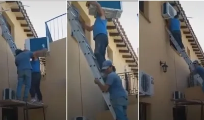 Momentos en que subían el aire acondicionado antes de la caída. 