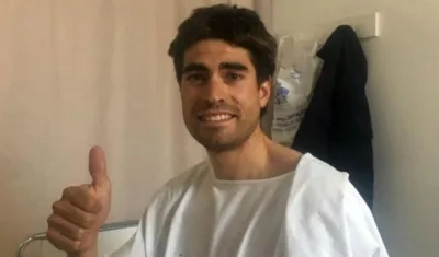 Mikel Landa en el hospital. 