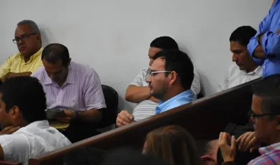 Aspecto de las audiencias preliminares contra los cuatro primeros capturados, entre ellos el entonces secretario de Educación del Atlántico, Dagoberto Barraza.