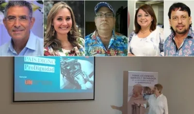 En la foto algunos homenajeados: periodistas Jorge Cura, Inés María Zabaraín, José Granados, Rosario Borrero y Roberto Llanos. En otra foto, la periodista Carmen Peña.