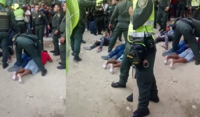 Momentos en que fueron capturados los asaltantes.