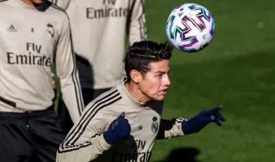 James Rodríguez en un entrenamiento anterior.