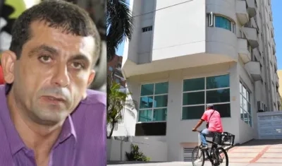 Samuel Viñas y el edificio en donde reside.