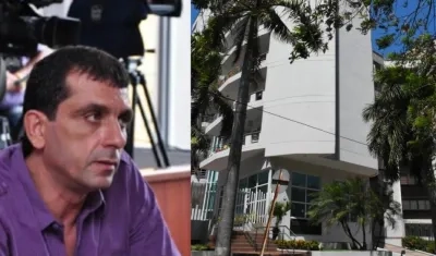 Samuel Viñas y el edificio en donde reside.