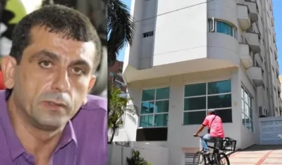 Samuel Viñas y el edificio en donde reside.