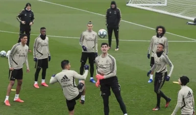 Jugadores del Real Madrid durante un entrenamiento. 