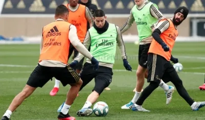 James durante el entrenamiento.