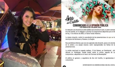 Ana del Castillo, cantante vallenata.