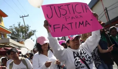 Habitantes protestan este lunes para pedir justicia tras el asesinato de la pequeña Fátima Cecilia Aldriguett, en la comunidad de Tulyehualco.