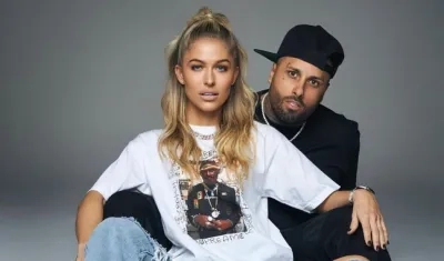La modelo Cydney Moreau y el reguetonero Nicky Jam.