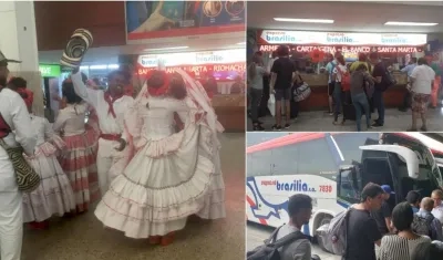 Las taquillas de Expreso Brasilia y Unitransco en las principales terminales de la región Caribe están adornadas con motivos carnavaleros.