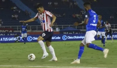 El delantero Teófilo Gutiérrez, en el juego ante Once Caldas.