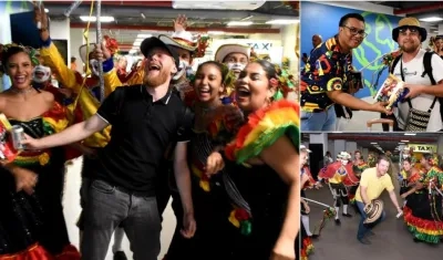 A ritmo de garabato fueron recibidos los viajeros por parte de la Alcaldía.