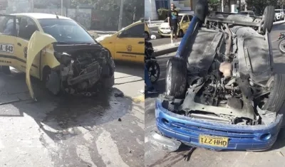 Los vehículos tras el accidente.
