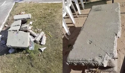 Bancas destruidas en el bulevar de Simón Bolívar.