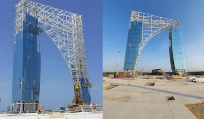 Así marcha la construcción del monumento Aleta de Tiburón, en homenaje a Junior.