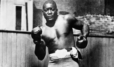 Jack Johnson, boxeador afroamericano. 