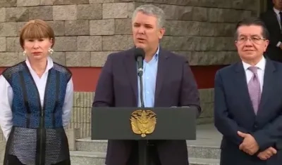 El Presidente Iván Duque en su declaración sobre el coronavirus en Colombia.