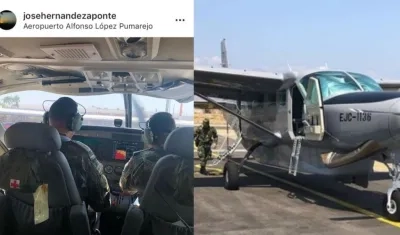 El 'Ñeñe' Hernández en una aeronave del Ejército.