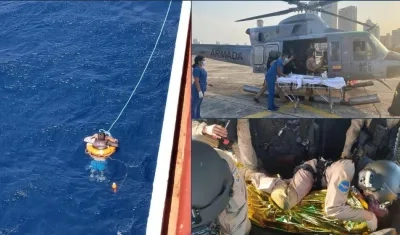 La Armada de Colombia rescató al costarricense, que fue inicialmente socorrido por una embarcación.