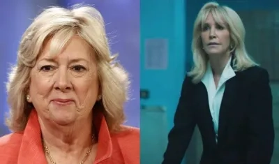 La exfiscal Linda Fairstein/la actriz Felicity Huffman interpretando a la demandante.