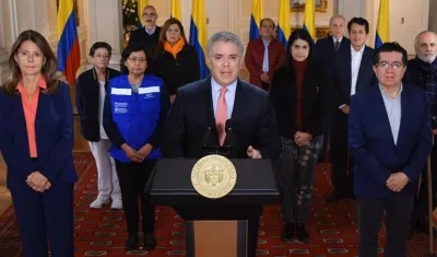 Presidente Iván Duque durante el anuncio de cuarentena por 19 días en Colombia.