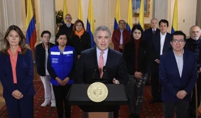 Presidente Duque dando a conocer la cuarentena.